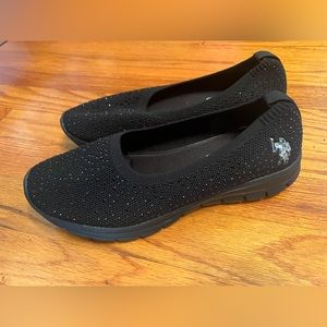 Polo slip on black rhinestone size 8